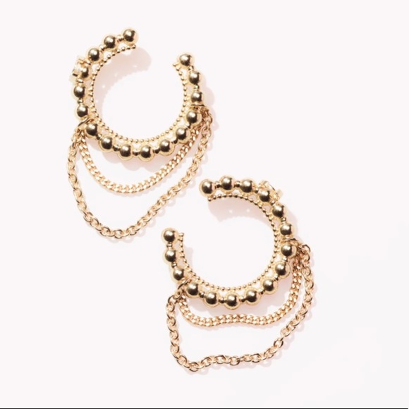 Chanel earrings hoop, chain, strass gold and crystal CC costume NWT 22c - Picture 1 of 11